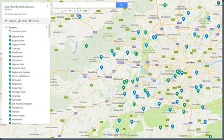 Map of dog courses - zoom